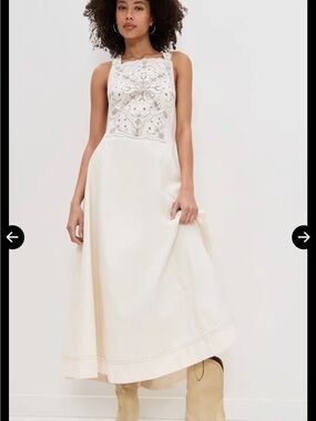 Free People Ivory Embroidered Maxi Dress